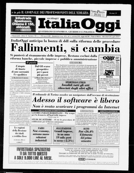 Italia oggi : quotidiano di economia finanza e politica